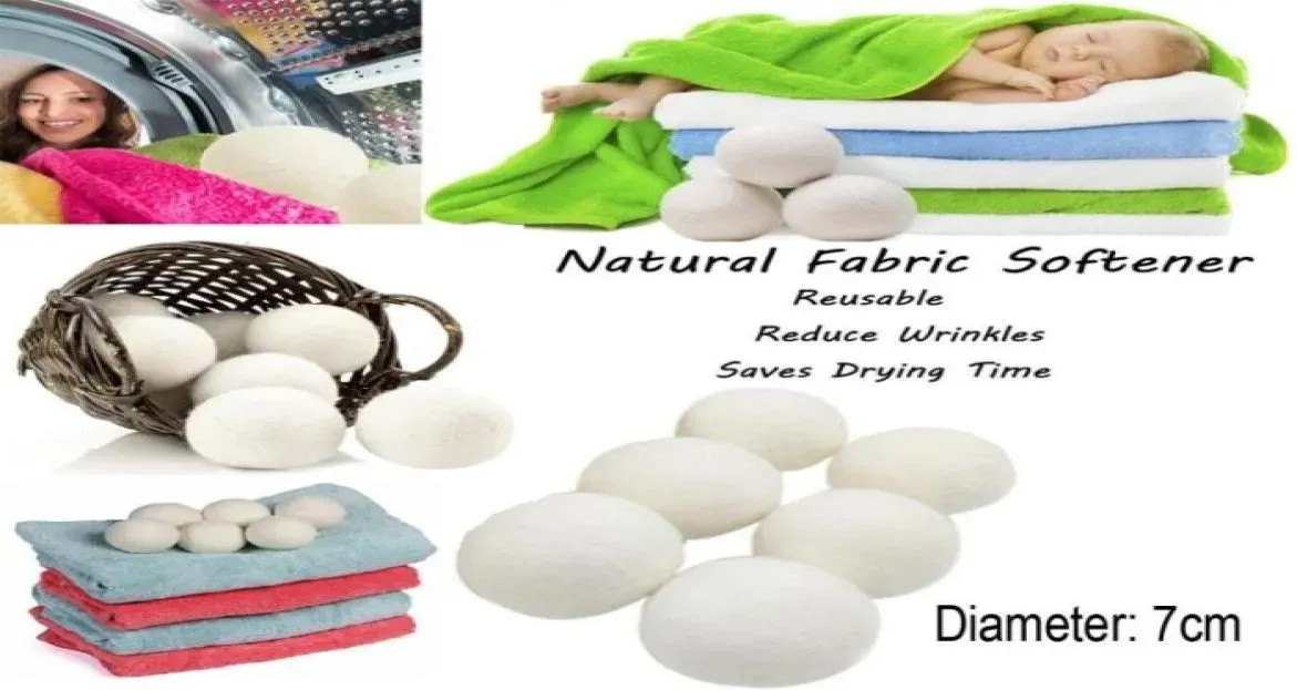 7cm Reusable Laundry Clean Ball Natural Organic Laundry Fabric Softener Ball Premium Organic Wool Dryer Balls8005535 LL
