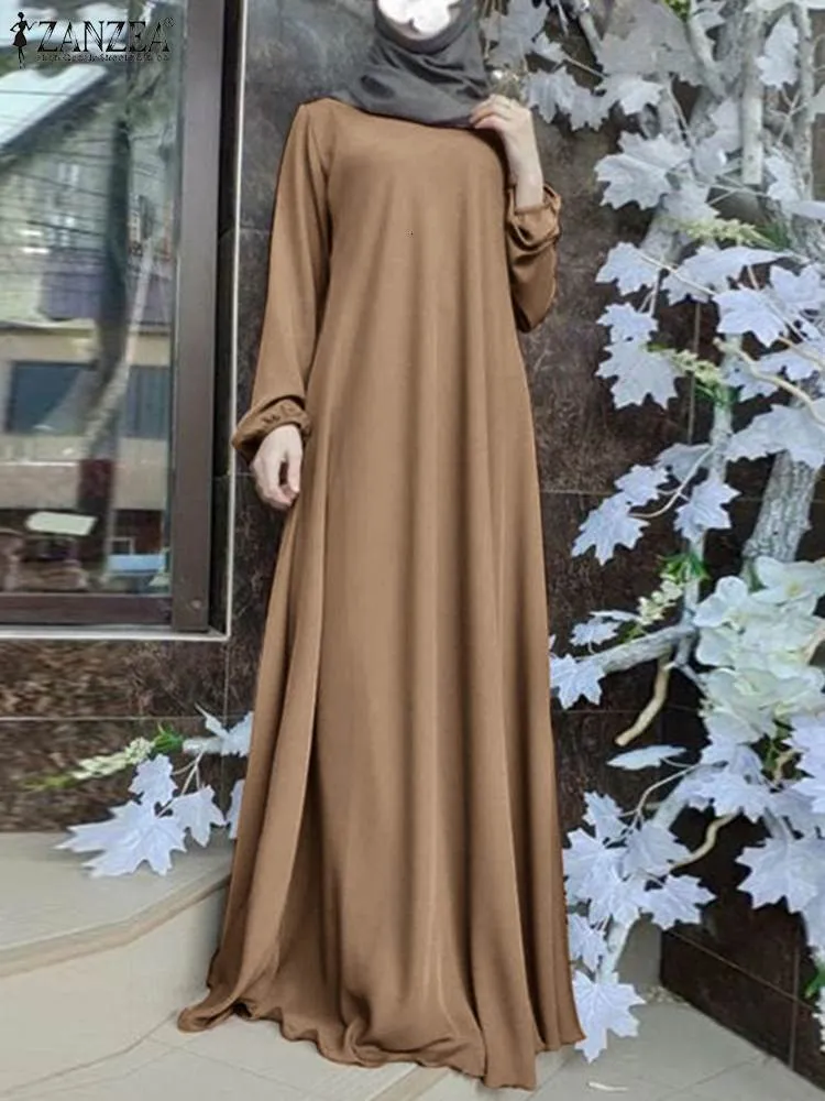 Ethnic Clothing Tukey Abaya Muslim Fashion Long Dress Islamic Clothing ZANZEA Women Long Sleeve Maxi Sundress Kaftan Ramadan Robe Hijab Vestido 230721