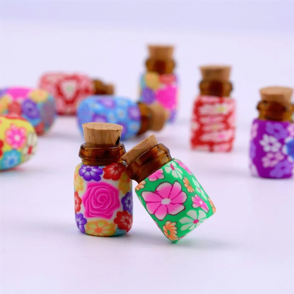 Hele- 10 stks Mini Glas Polymeer Klei Flessen Containers Flesjes Met Kurken aankomst Kan wat poeder of Kralen Sieraden 236c