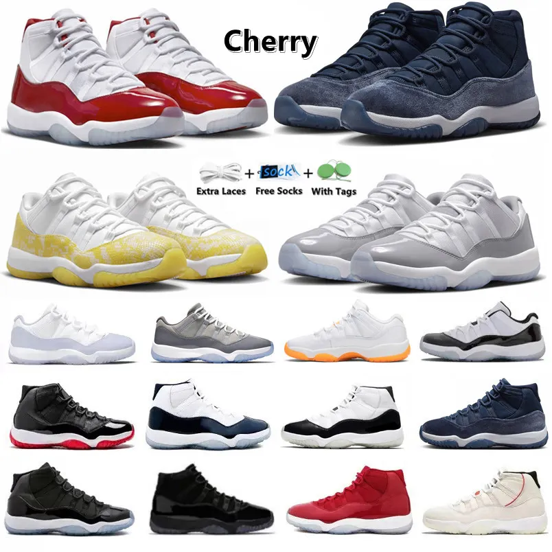 Jumpman 11 Mens Basketball Shoes 11s Sneakers Cool Grey Cherry Yellow Snakeskin Pure Violet Midnight Navy DMP Gamma Blue Men Women Trainers Sports Sneakers 36-47