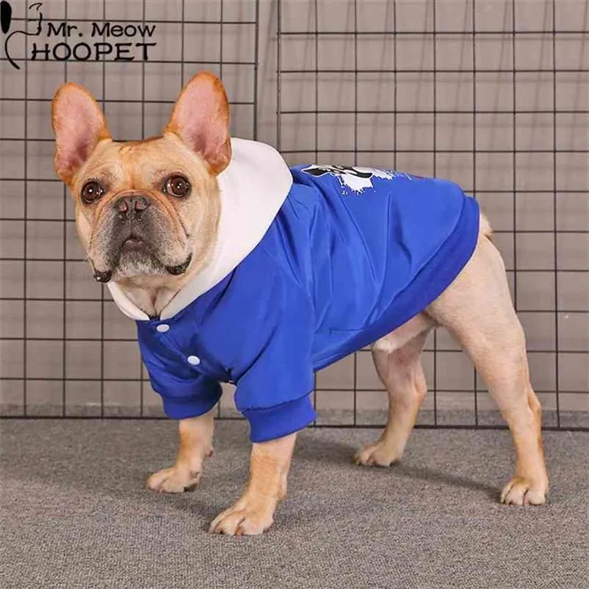 Hoopet abrigo de invierno para mascotas perro gato Sudadera con capucha ropa Bulldog Schnauzer Corgi chaqueta cálida pequeña 210804222S