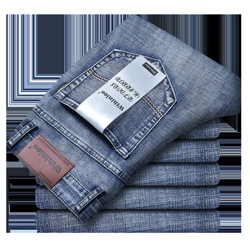 Mens Jeans Business Casual Straight Stretch Fashion Classic Blue Black Work Denim Trousers Man varumärke KLÄDER STORLEK 3238 230720