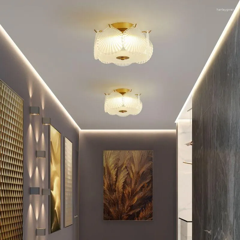 Ljuskronor Creative Shell Glass Porch Taklampan Ljus lyx italiensk post-modern gångskorridor Balkong garderobslampor