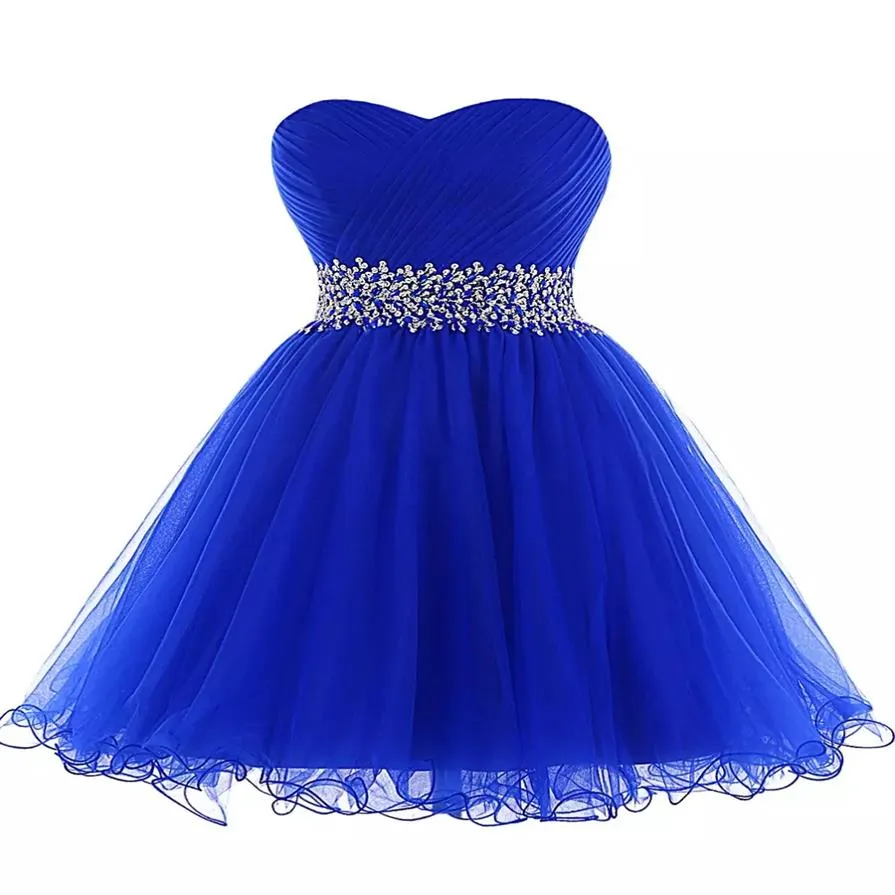 Royal Blue Tulle Ball Gown Sweetheart Prom Dress Lace Up 2019 Eleganti abiti da ballo corti New Party Dress254S