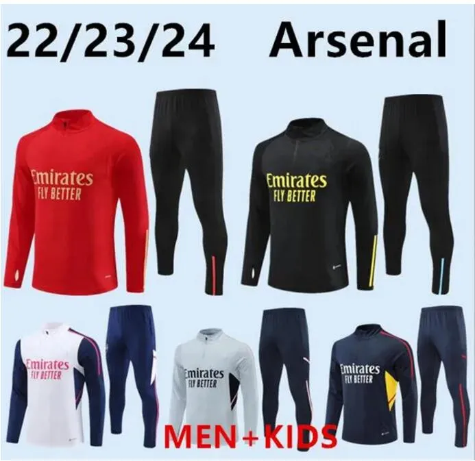 2023-24 Conjuntos de treino do Arsenal Homens Crianças Futebol Futebol 23 24 Metade Puxado Manga Longa Futebol Futebol Gunners Treinamento Terno Survetement Foot Chandal Jogging Kits