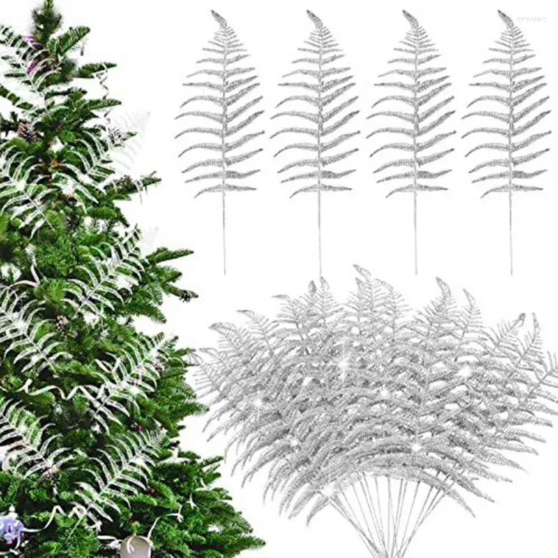 Fleurs décoratives sans feuilles fanées simulées exquises pour les mariages de Noël fête de couleur argent doré