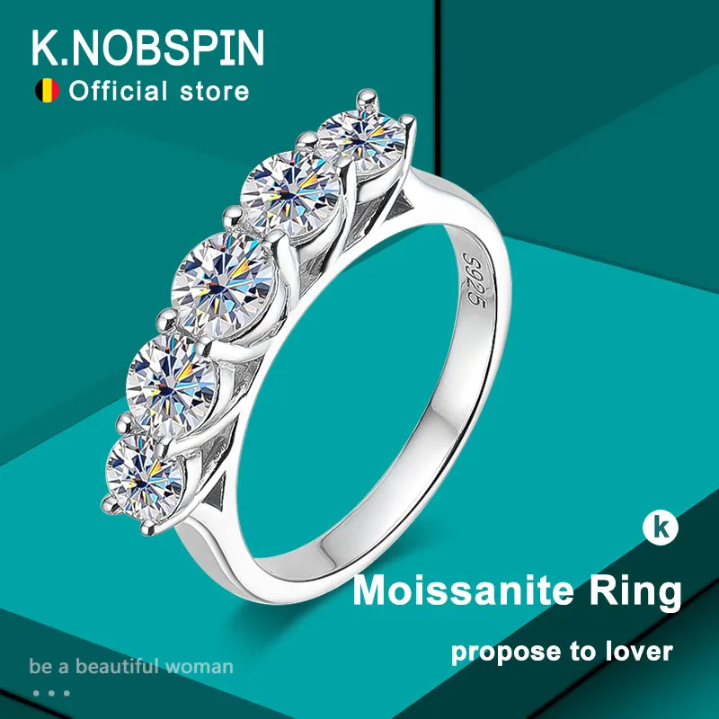 KNOBSPIN 3.6ct D Kleur Moissanite Ring 925 Sterling Sliver Plated 18k White Gold Eternity Band Wedding Engagement Ring voor Vrouwen