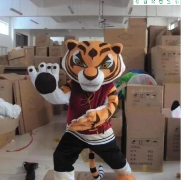 2023 a vendre comme chaud tigresse Kung Fu tigre mascotte Costume déguisement masque fête dessin animé animal grand brun Halloween personnage