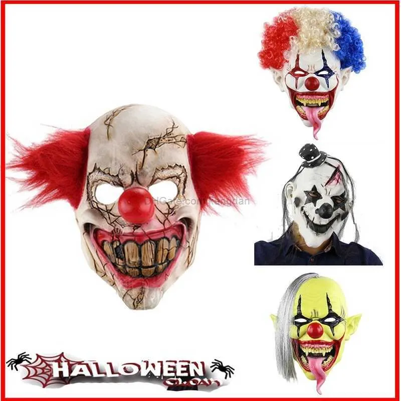 Mens Manic Clown Mask Rubber Masks Male Halloween Costume main image 0