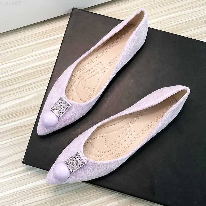 Dress Shoes Flats Shoes Women Light Purple Lavender Pointed Toe Size 33-43 Black Flats for Women Dressy Comfort High Quality Flat Shoes Lady L230721