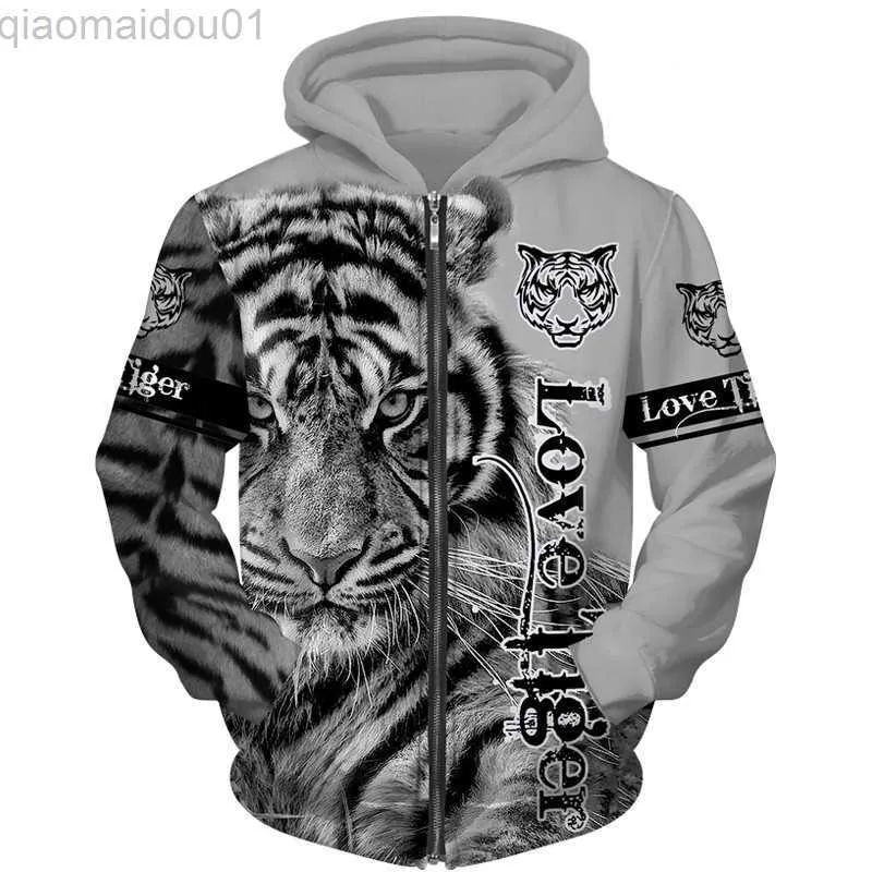 Heren Hoodies Sweatshirts Cool 3D Gedrukt Tiger Tattoo Hoodie/Jas Mode Mannen/Vrouwen Rits Pullover Persoonlijkheid Unisex Paar Sport Hooded Sweatshirts L230721