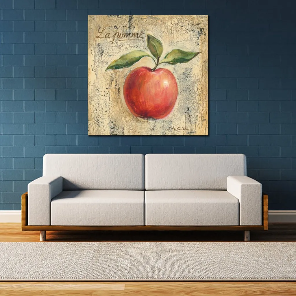 Arte abstrata contemporânea em tela La Pomme texturizada pintura a óleo feita à mão para decoração de parede