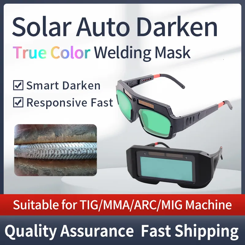 Svetshjälmar Solar Auto Darking True Color Welding Mask Svetshjälm Eyes Goggle/Welder Glasses Arc Protection Helmet for Welding Machine 230721