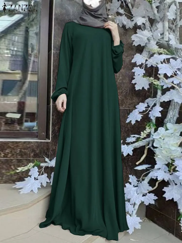 Ethnic Clothing Tukey Abaya Muslim Fashion Long Dress Islamic Clothing ZANZEA Women Long Sleeve Maxi Sundress Kaftan Ramadan Robe Hijab Vestido 230721
