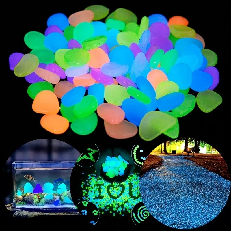 Décorations De Jardin Pierres Lumineuses Extérieures Glow In Dark Pebbles Fish Tank Décoration Pebble Rocks Aquarium Mix Couleur 50100pcs 230721