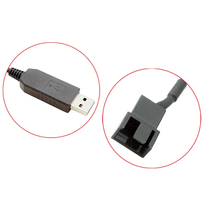 USB To 3/4 Pin PC Fan Power Adapter Cable, 5V To 12V Converter Cord ...
