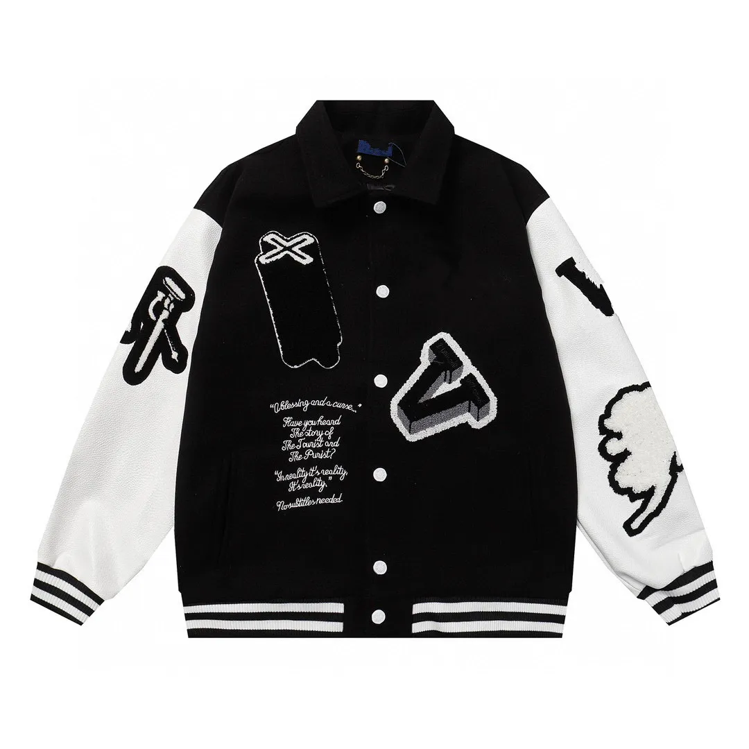 FW23 MENS DESIGNER LÄDER BASEBALL Fashion Bomber Jackets Casual Creme White Bunny Varsity Letterman College Jacket Men Ytterkläderrockstorlek M-2XL