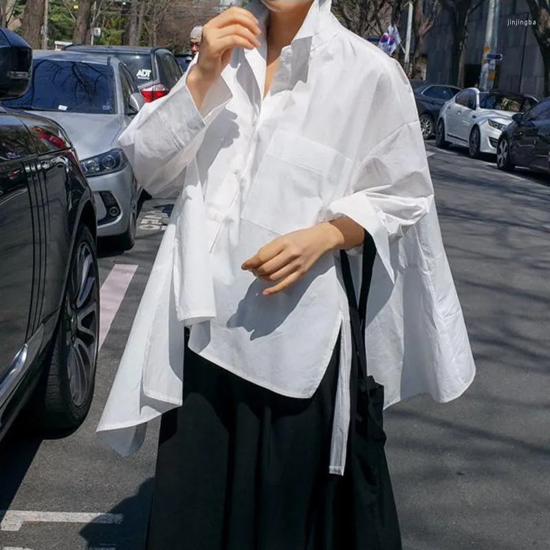 Blouses pour femmes VANOVICH chemise blanche ample et irrégulière col polo printemps été Style coréen mode Vintage tempérament décontracté