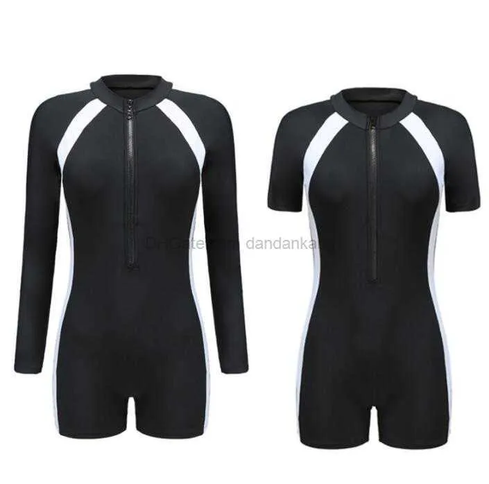 Donne in stile coreano muta lycra nylon un pezzo lungo manica corta costume da bagno ragazze che nuotano immersioni surf SCUBA Tute per lo snorkeling costumi da bagno vestiti set