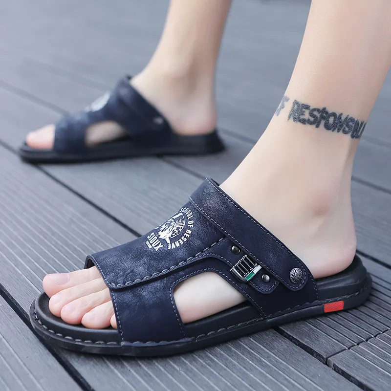 Leder Großer echter Sommer Klassiker Pantoffeln weiche Sandalen Männer römisch Komfort Wanderschuhe Schuh Schuh