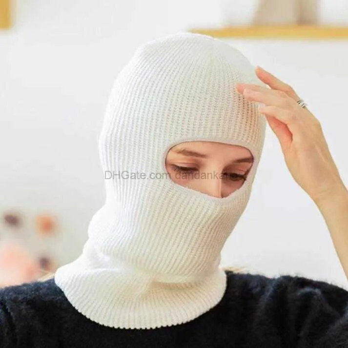 Vinterstickmask full ansiktsskydd hattar balaclava cap designer skidmasker utomhus motorcykel cykling stickad akryl ett hål balaclava skidåkning cs taktisk huva beanie