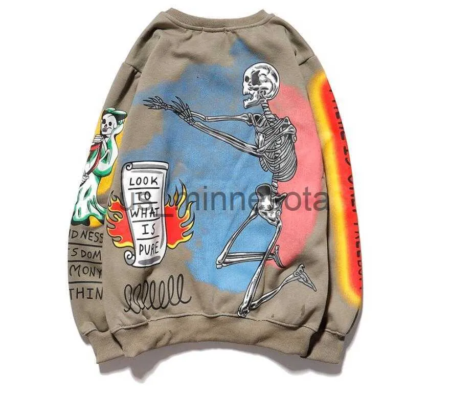 Mens Hoodies Sweatshirts Top Quality Herr Hoodies Sweatshirts I Loving Areness Sweatshirts Hoodie Hip Hop Rapper Funny Bird Skull Long Sweats Sweats J230721