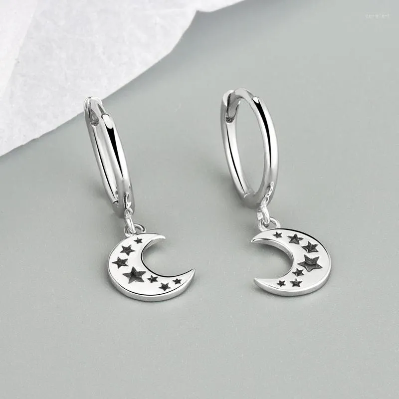 Hoop örhängen Kofsac Söt ihålig stjärna Moon Crescent for Women Fashion 925 Sterling Silver Jewelry Gold Earring Lady Accessories