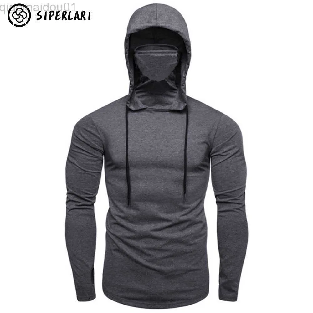 Sweats à capuche pour hommes Sweats à capuche pour hommes Sweat à capuche mince Sweat à capuche à manches longues avec masque Sweat Casual Splice Grand masque à fourche ouvert Sweat à capuche Tops à capuche