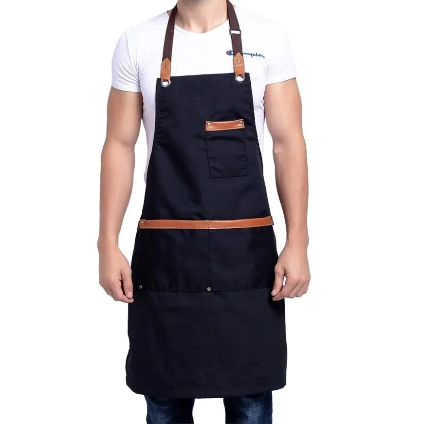 2020 Nowy płótno bawełniany fartuch kuchenny unisex dla kobiety mężczyźni szef kuchni skórzany kawiar