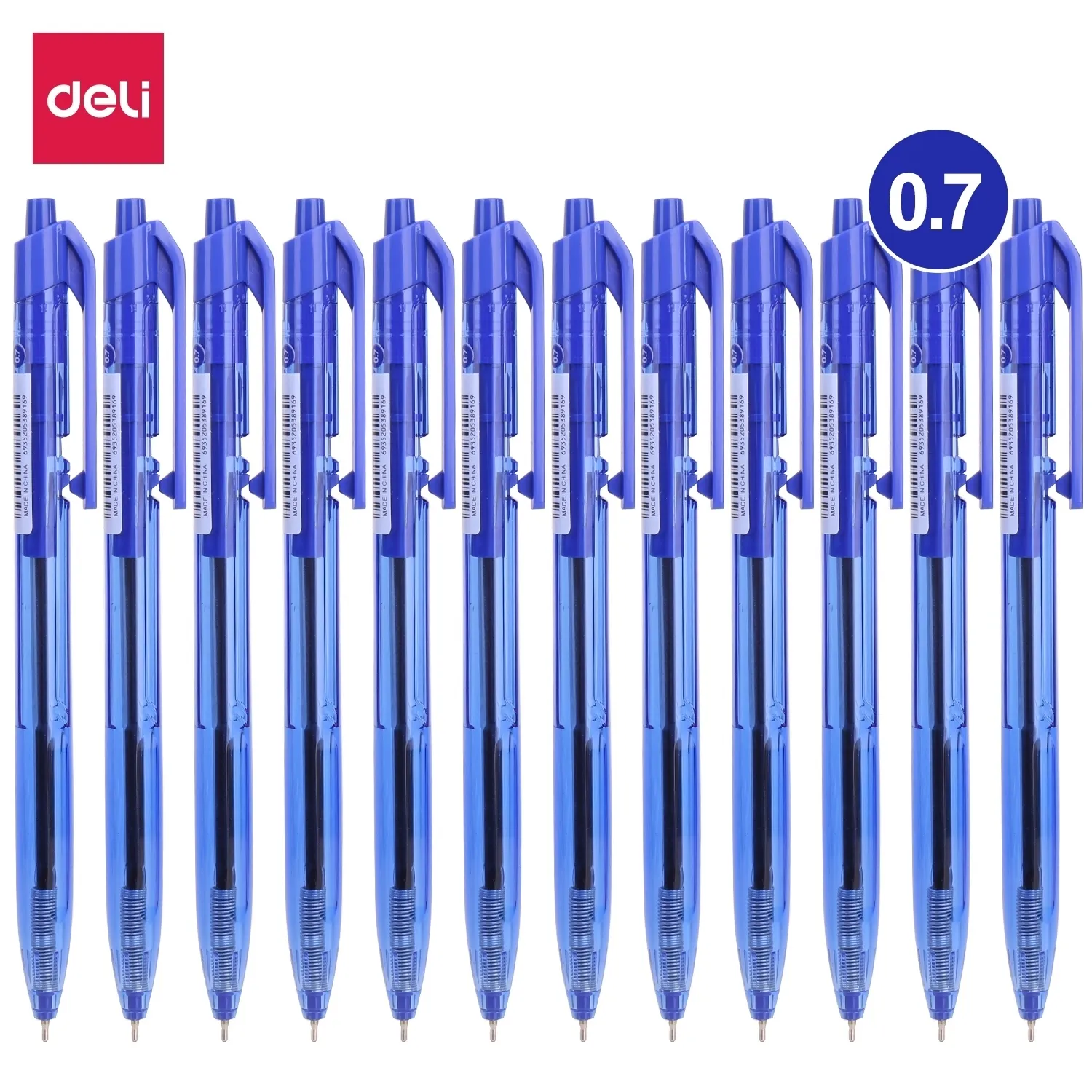 Ballpoint Pens Deli 12 szt./Pudełko Pen PIT 0,7 mm Pióry biurowe Wygładzanie Pisanie