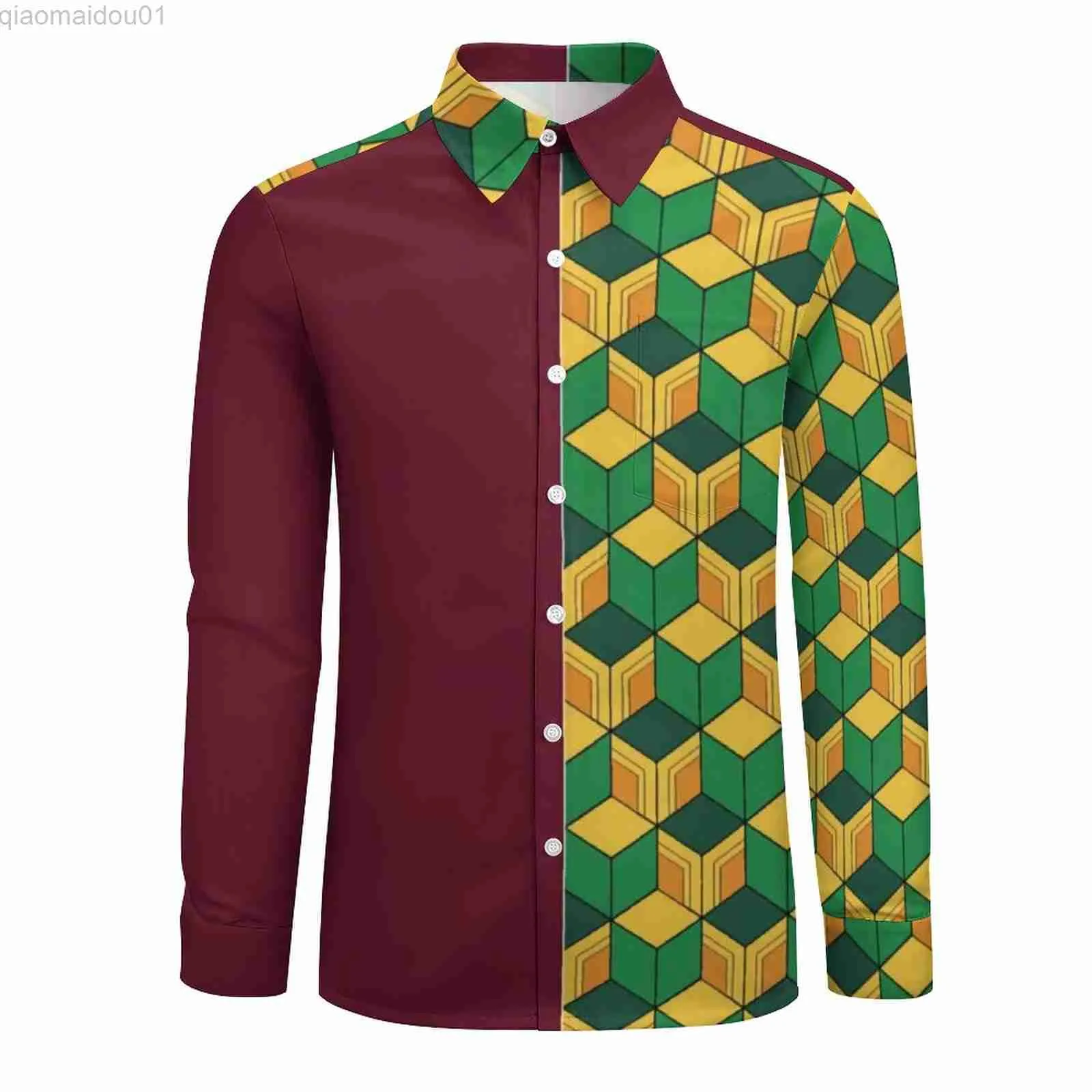 DHgate.com:Demon Slayer Casual Shirt: Long-Sleeved Trendy