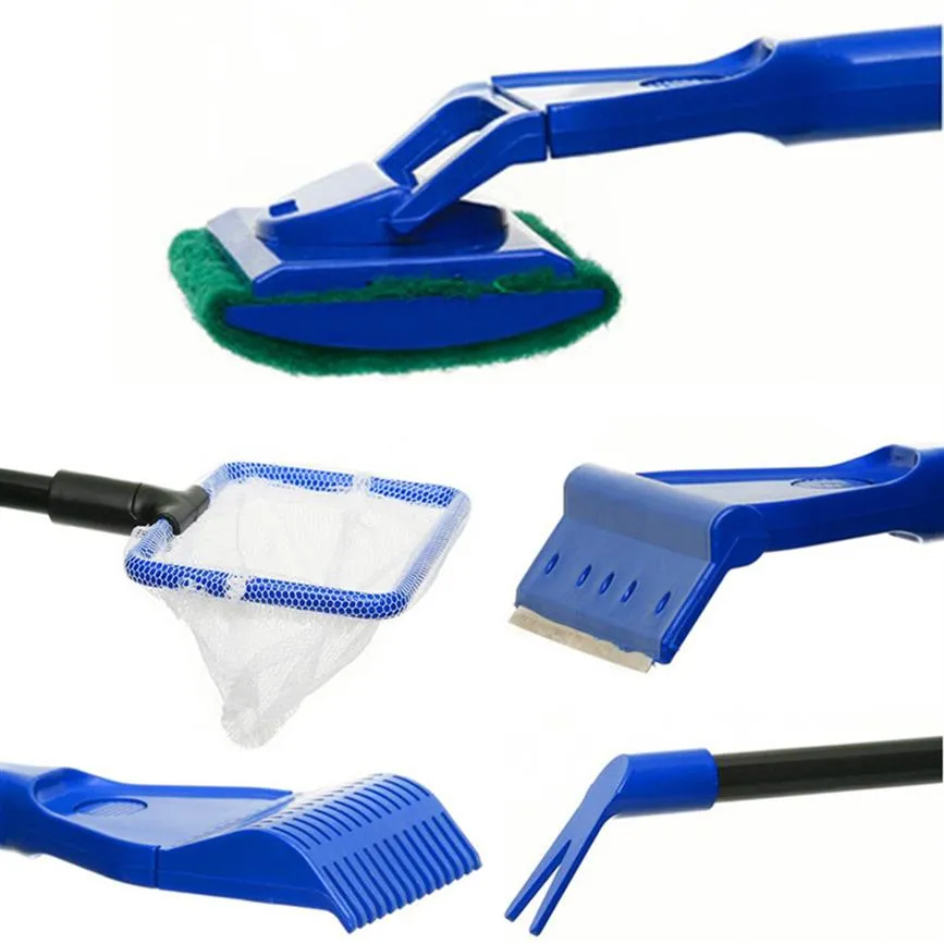 Aquarium Tank Clean Set Visnet Grind Hark Algen Schraper Vork Spons Borstel Cleaning Tools Aquaria Accessories222Y