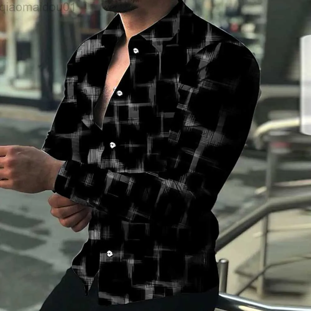 Męskie koszule swobodne koszule Mężczyzn Button Down Long Rleeve 3D Print koszulka Slim Fit Turs T Sukienka