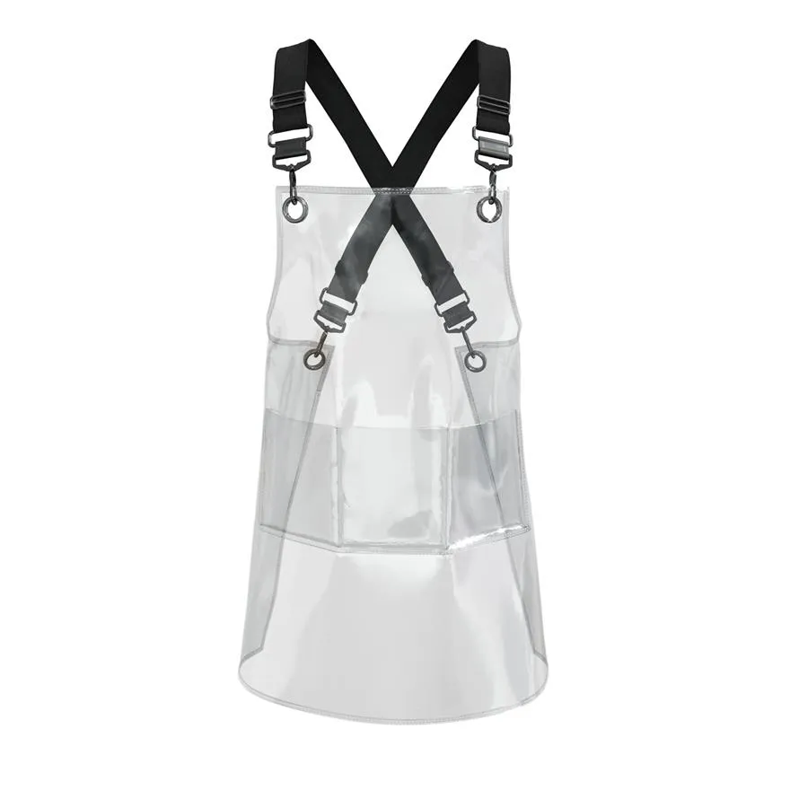 Förkläden Fashion Clear Transparent Custom Color House Accessories Waterproof Kitchen Frisör Salong Washable TPU Man Women's Apron 2368