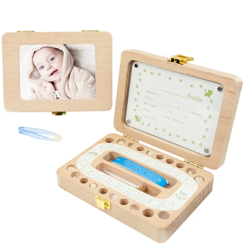 Stroller Parts Accessories Baby Wooden Tooth Box Milk Teeth Hair Organizer Storage Collection Boy Girl Souvenir Case Keepsake Souvenir Gift for Children 230720