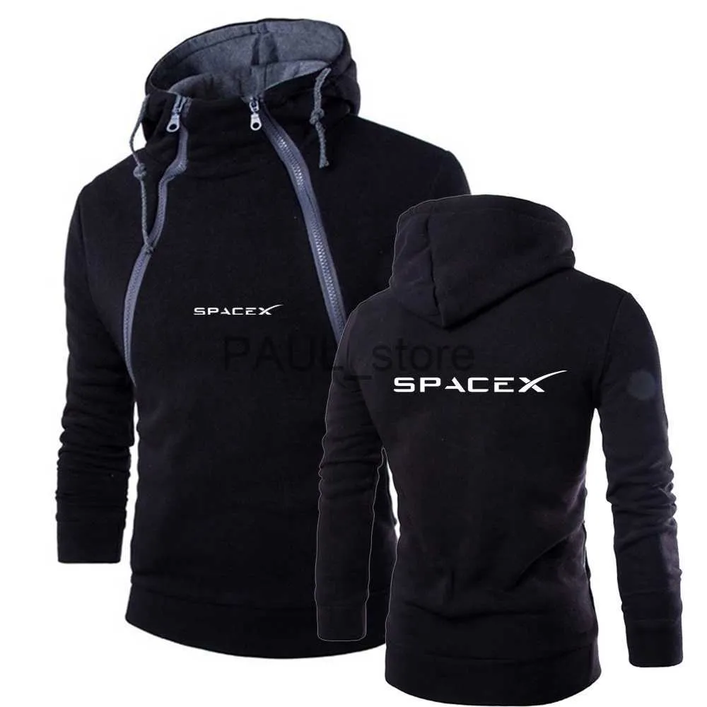 Sweats à capuche pour hommes Sweats SpaceX Space X 2021 Hommes Nouveaux hommes Impression Double Zipper Design Casual Automne Et Hiver À La Mode Sports Hoodies Tops x0720