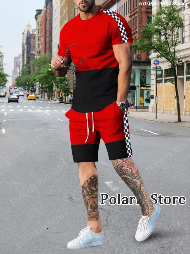 Tracki męskie Summer Men Sets Tracksuit T Shirt Ubrania Vintage Trend Sportswear 2 -częściowe krótkie stroje modowe streetwear Solidny kolor 230720