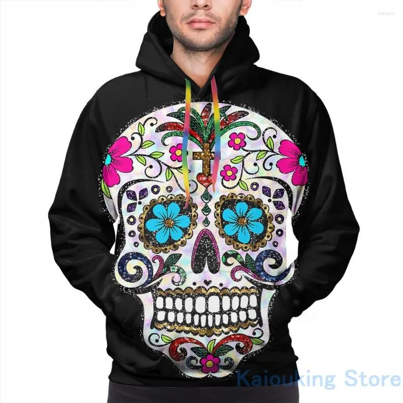 Sweats à capuche pour hommes Sweat pour hommes pour femmes Funny Sequin Sugar Skulls Print Casual Hoodie Streatwear