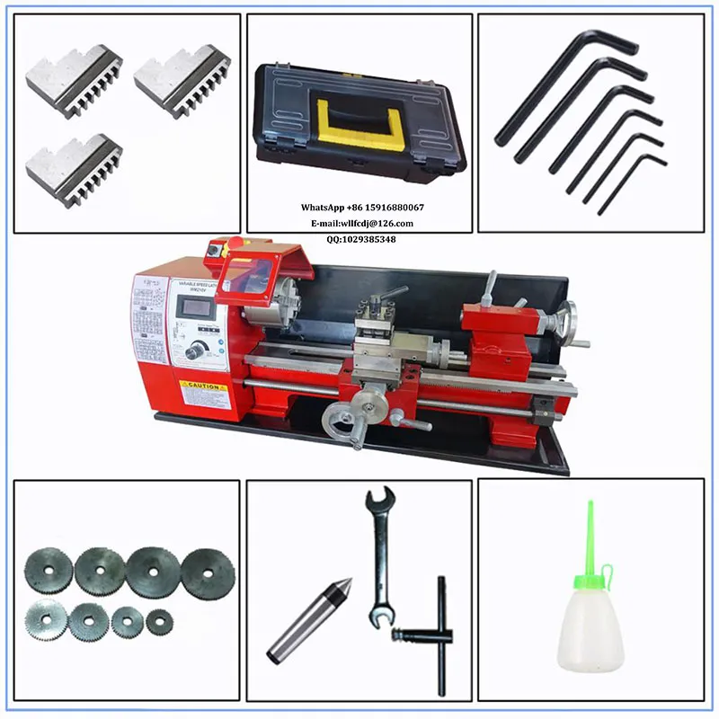 1100W Brushless Motor Metal Gear WM 210v400 Mini Lathe 38mm Spindle Hole with Tool Storage Box