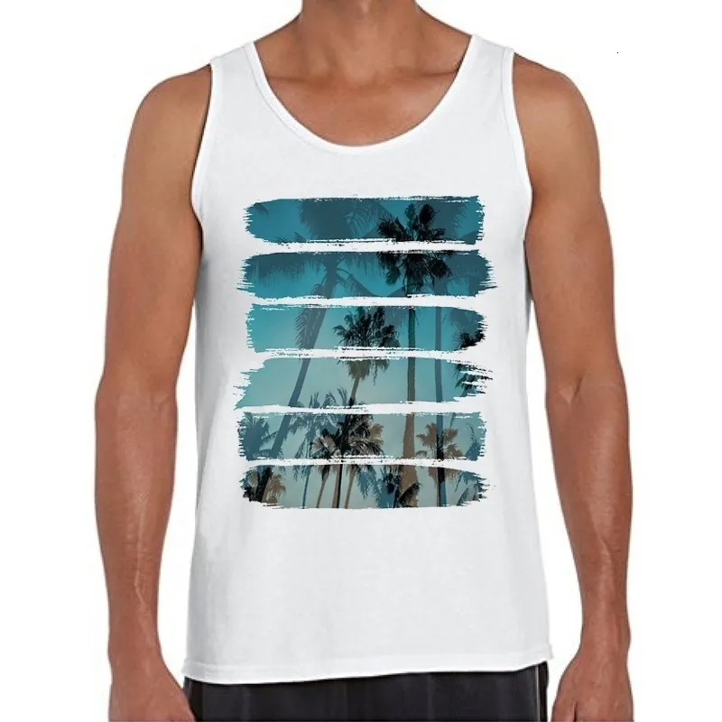 Men's Tank Tops TEEHUB Grey Tropical Beach Men Funny Geometric Printed Vest Sleeveless Fashion Tee ONeck 230720