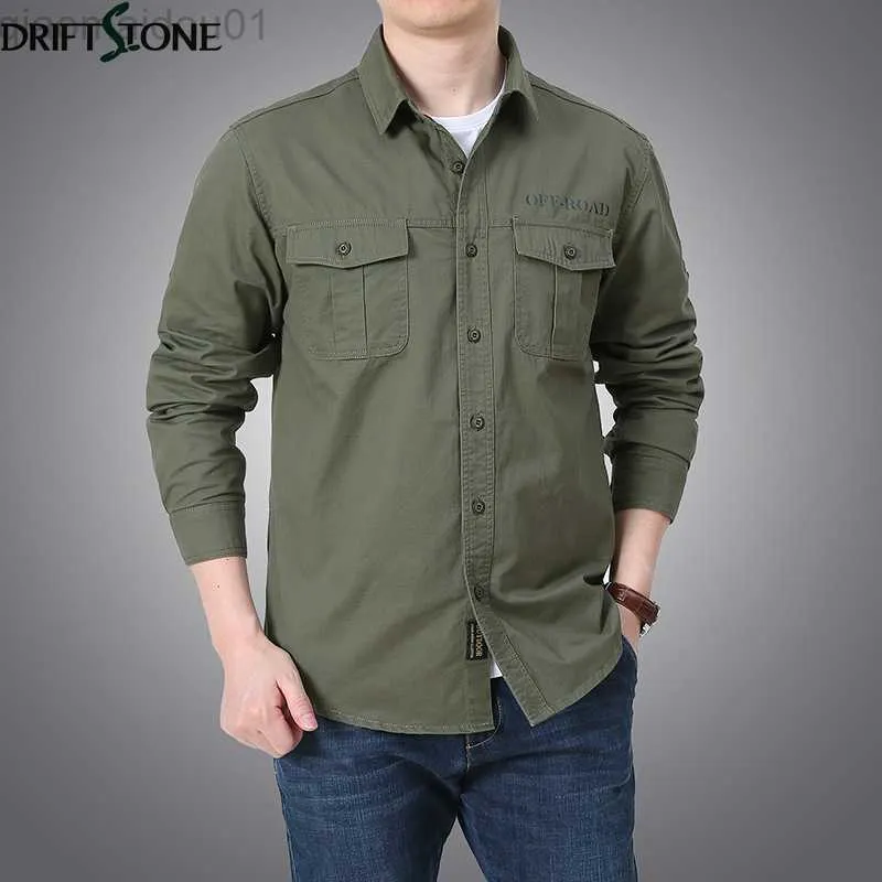 Camicie casual da uomo Camicia casual militare da uomo Camicie in puro cotone Primavera Autunno Abbigliamento uomo Camicetta per il tempo libero Camicia da uomo oversize L230721