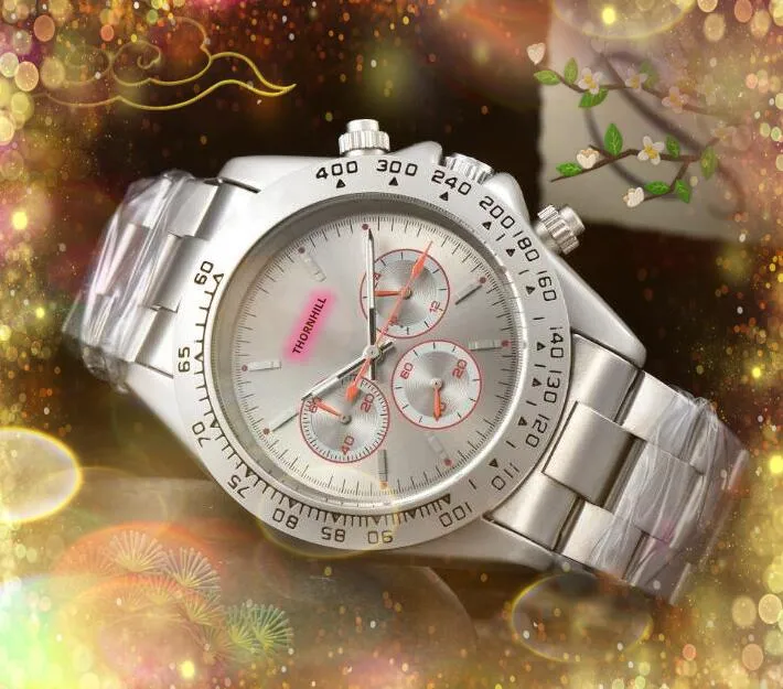 ICE Out Hip Hop heren vrijetijdshorloges 43 mm roestvrij staal quartz uurwerk klok zilveren kast kalender auto datum armband stopwatch horloge geschenken