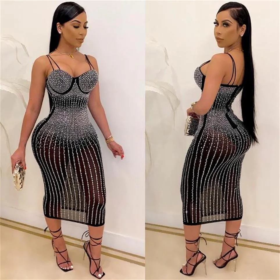 2021 Sexy Women Illusion Dress Bez rękawów Wiosenne sukienki na imprezę Spring Summer Party Plus Size Specjal