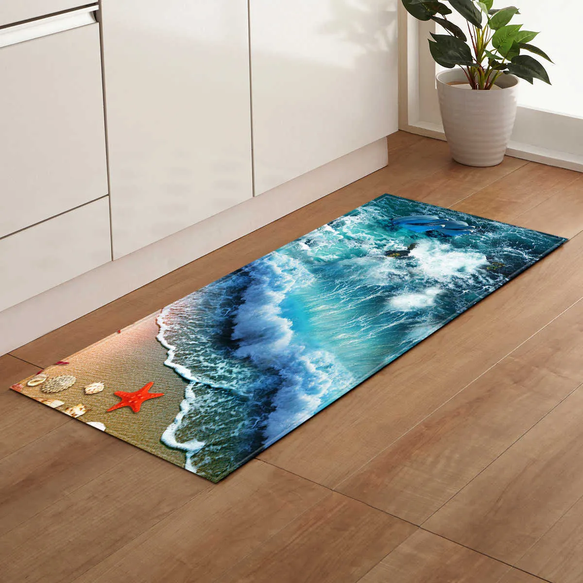 Carpets Modern Kitchen Mat Beach Shell Printed Bedroom Entrance