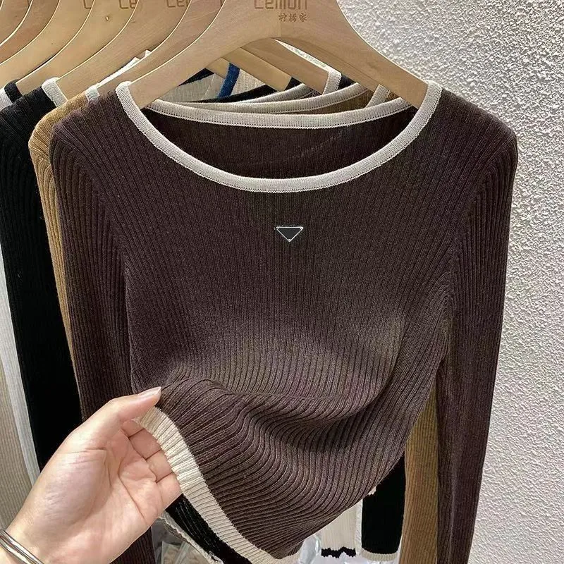 Prad Brand Women's Sweaters Knitting Parada vinter o-hals långärmad inuti lösa bitar toppar ms render olinerade kvinnor mer chice smal kvinnors tank top 6538 4923