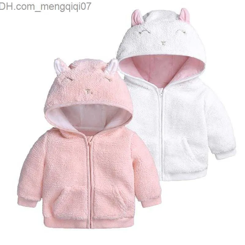 Jackets Jackets Cute Toddler Boys Girls Ear Hooded Thicken Coats Fleece Warm For Children Winter Clothes Z230721