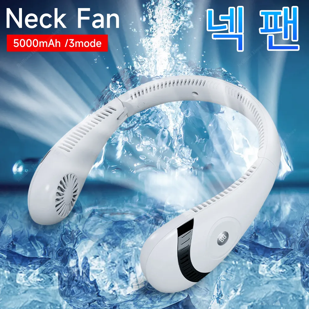 Other Home Garden Neck Fan Portable Bladeless Hanging 18003000mAh Rechargeable Air Cooler 5 Speed Adjustable Summer Sports Fans 230721