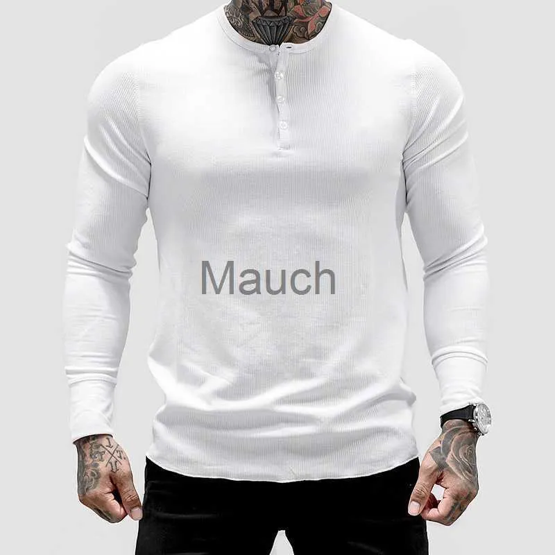 T-shirts pour hommes Gymnases d'été pour hommes Workout Fitness Tshirt Bodybuilding Slim Shirts imprimés Un coton à manches longues Tee Tops cloing J230721