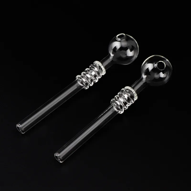Wholesale 5.5 Inch ength Smoking Accessories With 5 Rings Glass Oil Burner Pipe Pyrex Bubbler Water Hand Pipes