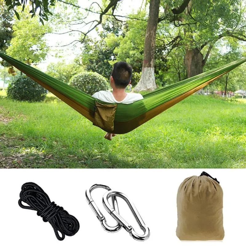 Camp Furniture Hammock Parachute Camping Outdoor Single Double Person Nylon Sleeping Hanging Bed With Strap Survival Travel Equipment